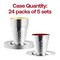 Shiny Metallic Aluminum Silver Round Plastic Saucers and Kiddush Cup Value Set (120 Settings)